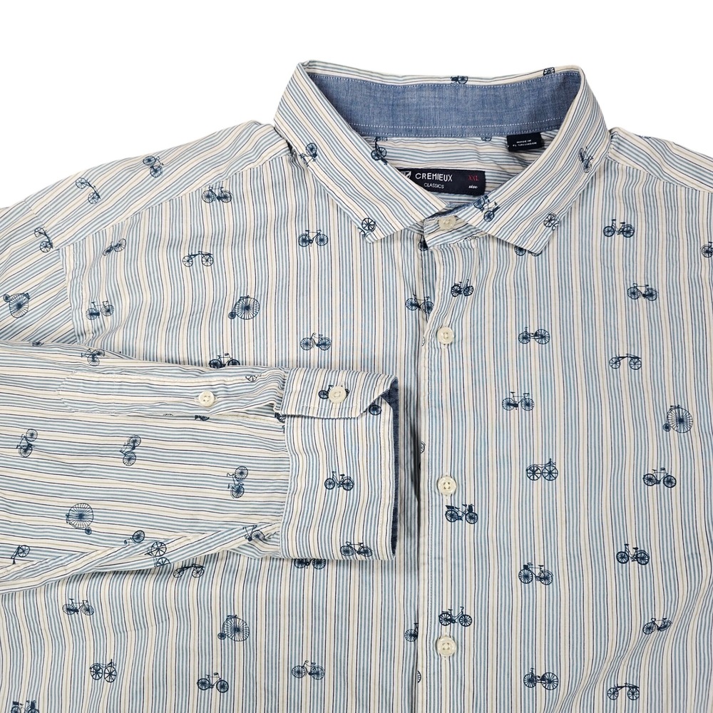 Daniel Cremieux Mens Shirt Button Down Geometric Bicycle AOP 2XL XXL 100% Cotton